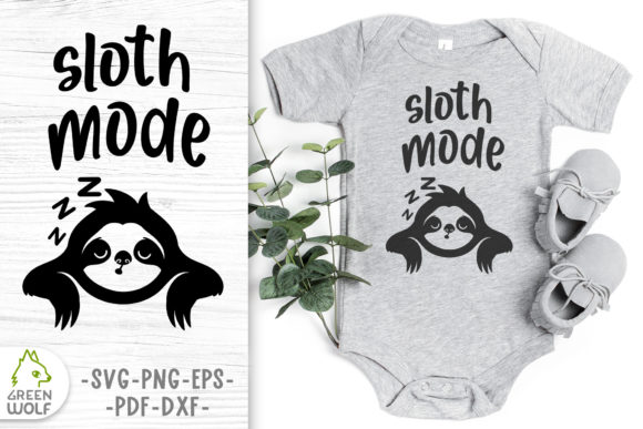 Baby Bodysuit Svg Design with Sloth - Cute Graphics for Crafts